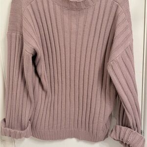 Pink Lily Ribbed Cowl Neck Sweater - Dusty Pink